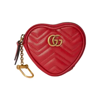 GUCCI Leather Coin Purse Women's Red