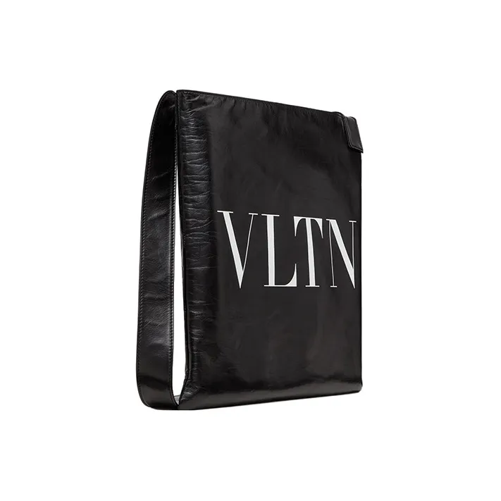 Valentino Calfskin Shopping Bag Shoulder Bag Crossbody Bag Men's White/Black-1