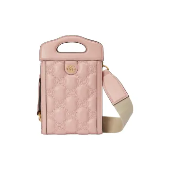GUCCI GG Matelassé Leather Tote Cell Phone Pouch Crossbody Bag, Handbag Mini Women's Pink