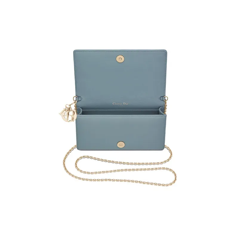 DIOR Lady Dior Lambskin Clutch Women's Powder Blue-2