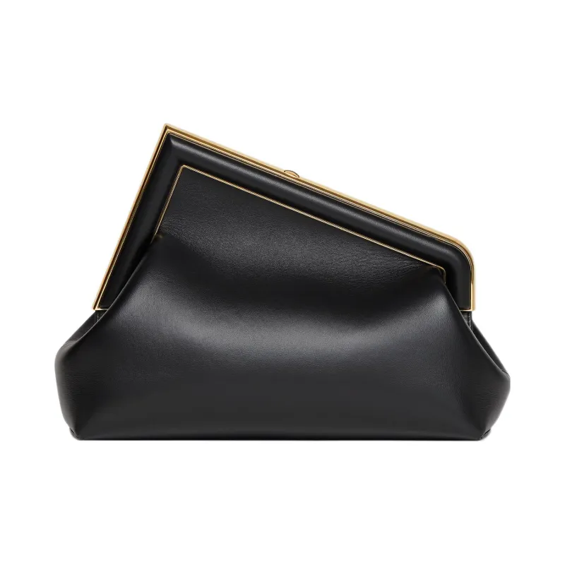 FENDI Lambskin One Shoulder Crossbody Clutch Trumpets Women's Black-1
