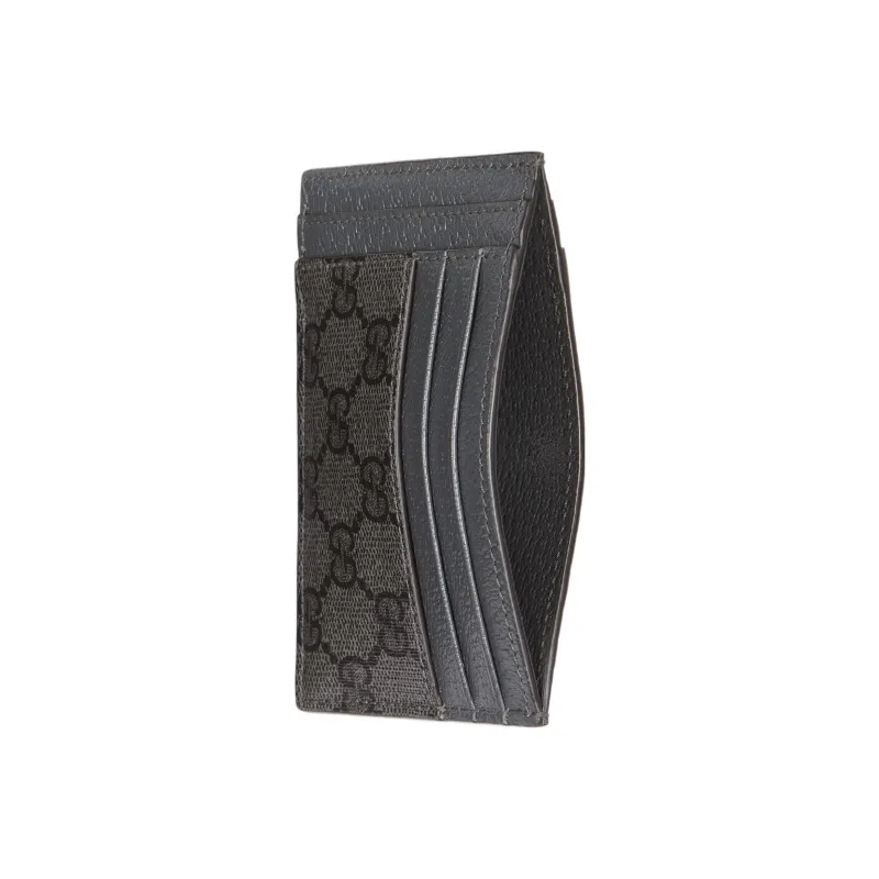 GUCCI Ophidia Canvas With Leather Trim Business Card Holder Card Case Men's Gray/Black-3