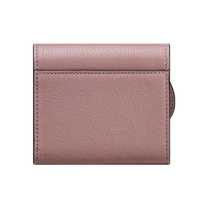 DIOR Saddle Sheepskin Card Holder Wallet Women's Dusty Pink-2