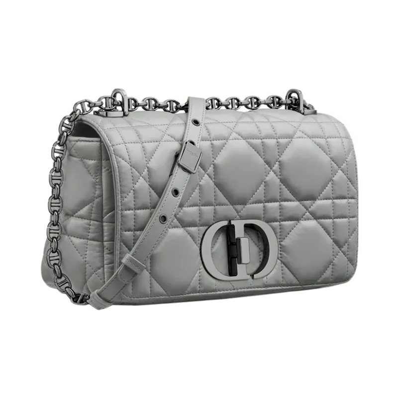 DIOR Caro Cow Leather Shoulder Bag, Crossbody Bag Medium Size Women's Smoke Gray-1