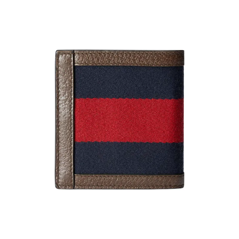 GUCCI Canvas With Leather Wallet Men's Brown/Blue/Red-1