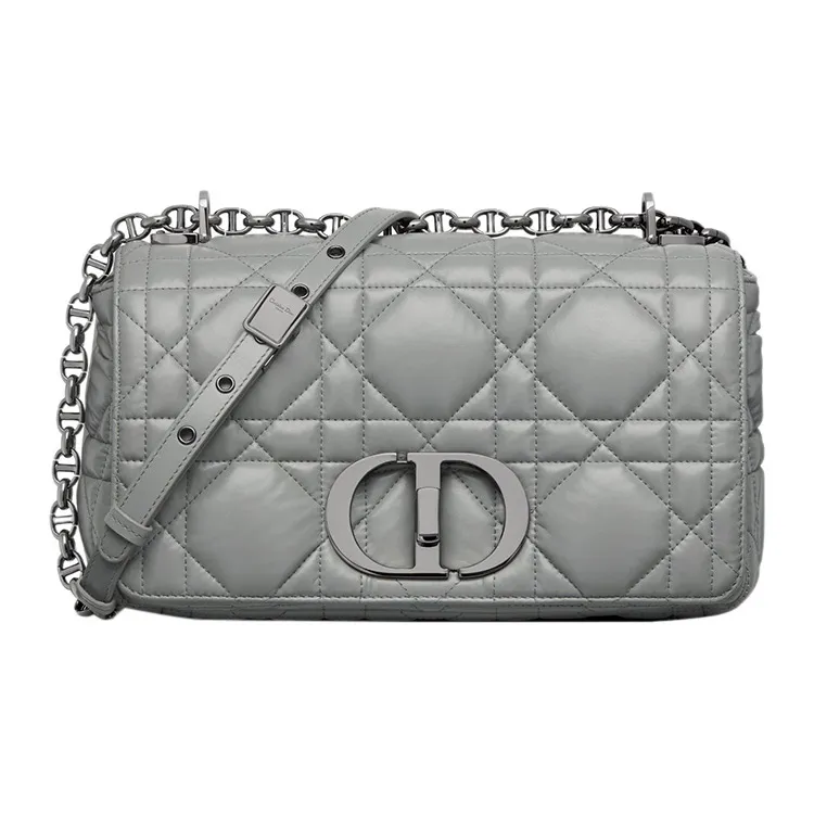 DIOR Caro Cow Leather Shoulder Bag, Crossbody Bag Medium Size Women's Smoke Gray-0