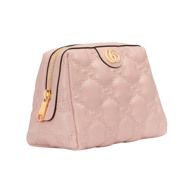 GUCCI GG Matelassé Leather Clutches Storage Bags Makeup Bag Small Size Women's Pink-2