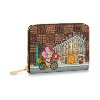 LOUIS VUITTON Zippy Coin Purse Vivienne Holiday Damier Ebene/Pink