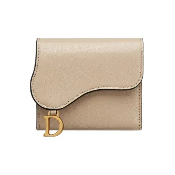 DIOR Saddle Goatskin Clutches Wallets Women's Sand