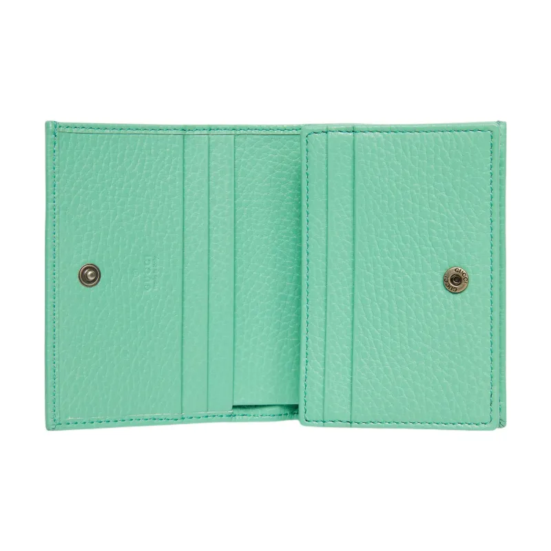 GUCCI GG Marmont Leather Wallets Card Holders Women's Mint Green-4