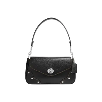 COACH Pebbled Leather Crossbody Bag, Shoulder Bag Women's Black
