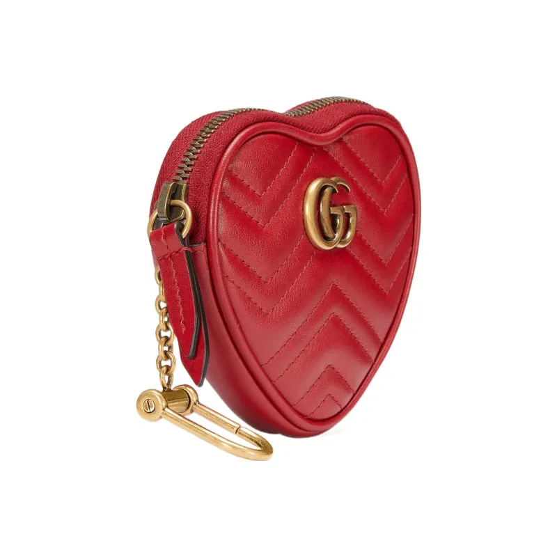 GUCCI Leather Coin Purse Women's Red-2