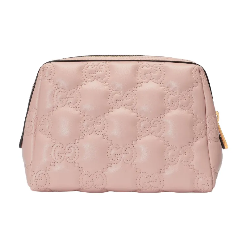 GUCCI GG Matelassé Leather Clutches Storage Bags Makeup Bag Small Size Women's Pink-1