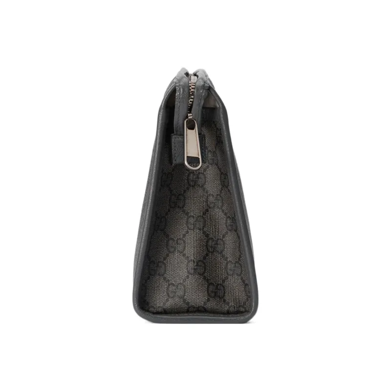GUCCI Ophidia Canvas With Leather Binding Makeup Bags Clutches Men's Gray & Black-3