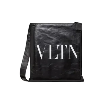 Valentino Calfskin Shopping Bag Shoulder Bag Crossbody Bag Men's White/Black