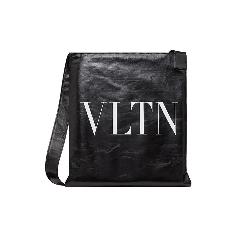 Valentino Calfskin Shopping Bag Shoulder Bag Crossbody Bag Men's White/Black-0
