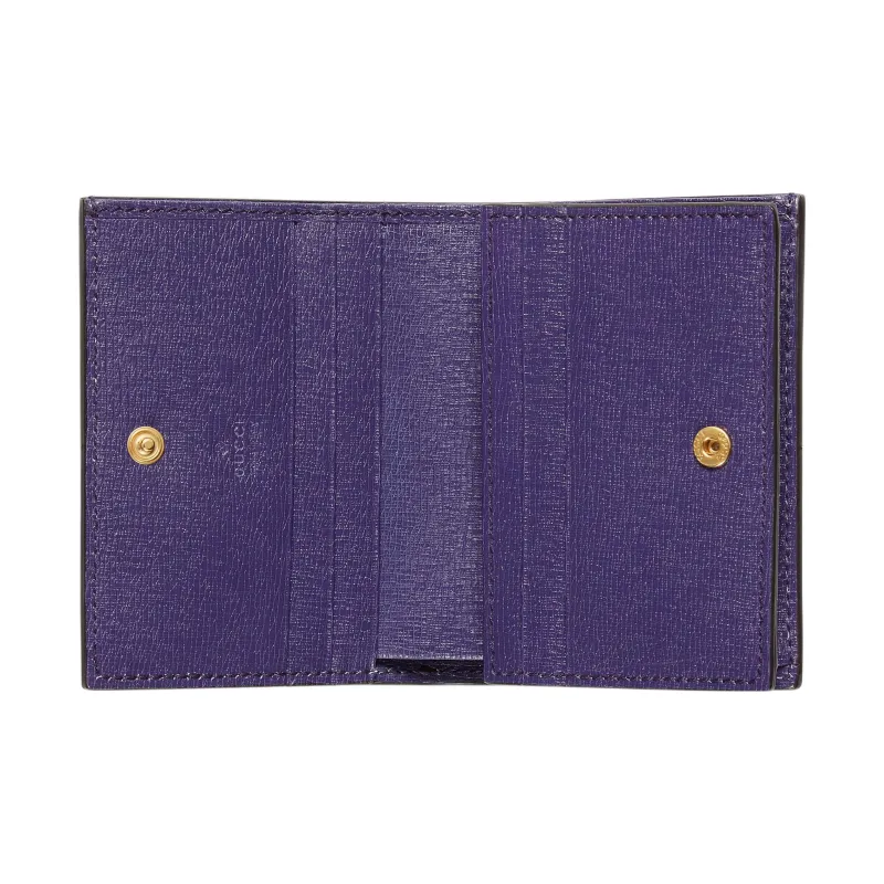 GUCCI Leather Business Card Holder Card Holder Wallet Women's Purple/Pink-4