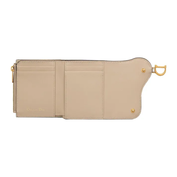 DIOR Saddle Goatskin Clutches Wallets Women's Sand-4