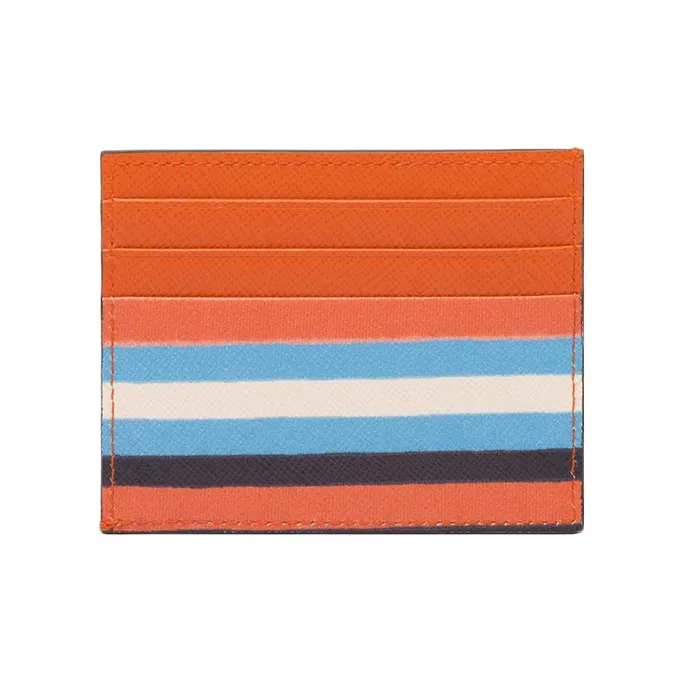 PRADA Leather Card Holder Men's Orange-1