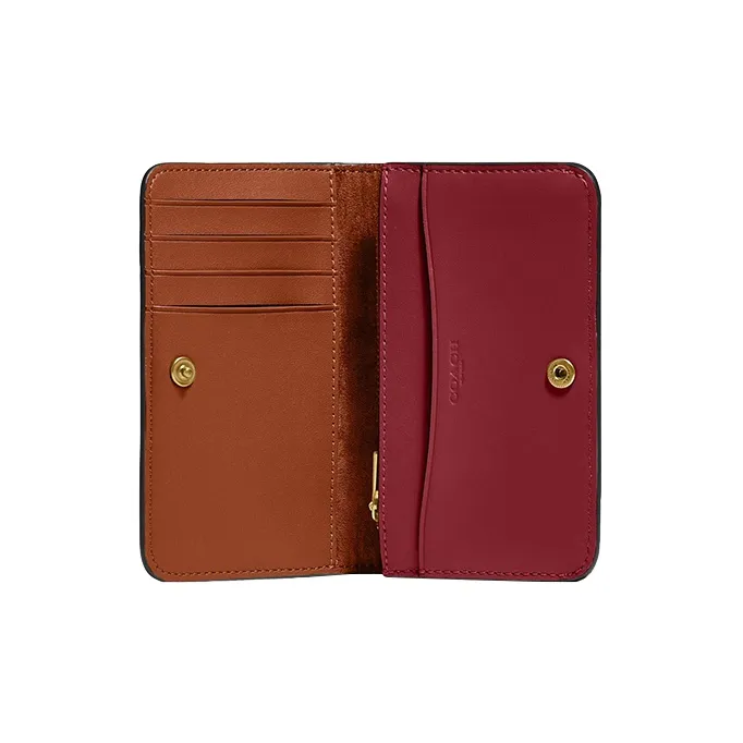COACH Slim Wallet Premium Calfskin Wallets Card Holders Mini Women's Cherry Red-1