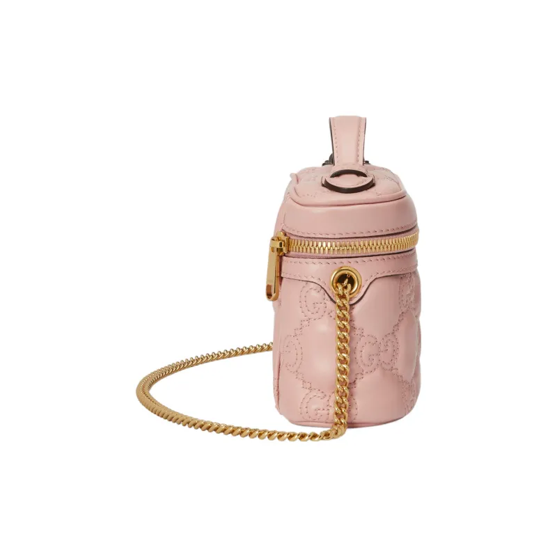 GUCCI GG Matelassé Leather Controller Bag With Makeup Box One Shoulder Handbags Mini Women's Pink-3