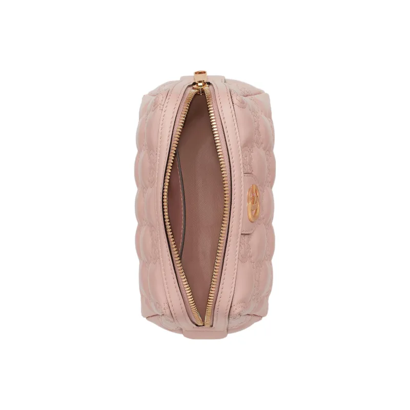 GUCCI GG Matelassé Leather Clutches Storage Bags Makeup Bag Small Size Women's Pink-3