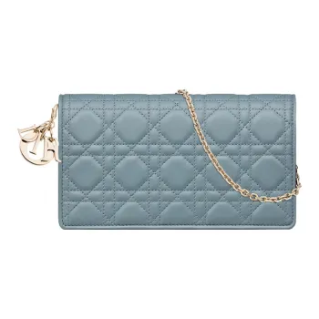 DIOR Lady Dior Lambskin Clutch Women's Powder Blue