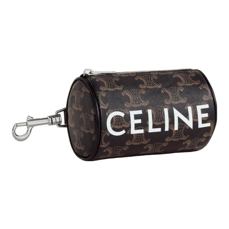 CELINE Canvas Cow Leather Patchwork Cylinder Wallet Mini Men's Black-2