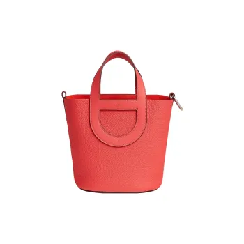 HERMES In The Loop Clemence Bullhide With Swift Calfskin Basket Bag Handbag Bucket Bag Women's Texas Pink