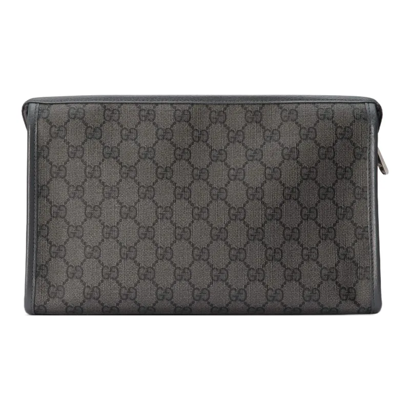 GUCCI Ophidia Canvas With Leather Binding Makeup Bags Clutches Men's Gray & Black-1