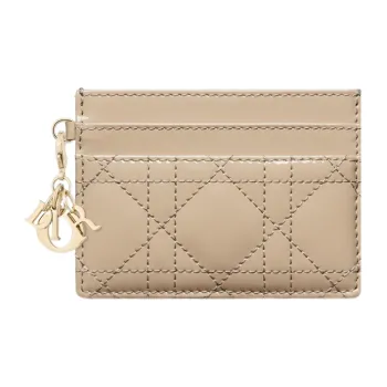 DIOR Lady Dior Patent Leather Calfskin Wallet Card Holder Card Holder Women's Warm Brown