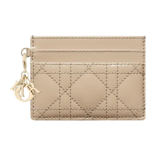 DIOR Lady Dior Patent Leather Calfskin Wallet Card Holder Card Holder Women's Warm Brown