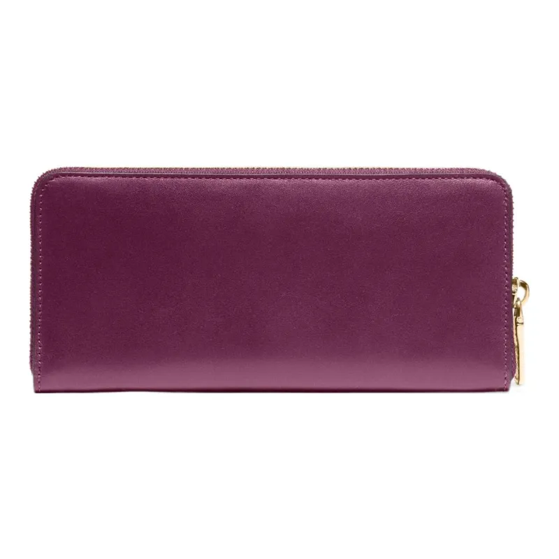 COACH Accordion Zip Premium Calfskin Card Holder Wallet Small Size Women's Dark Purple-1