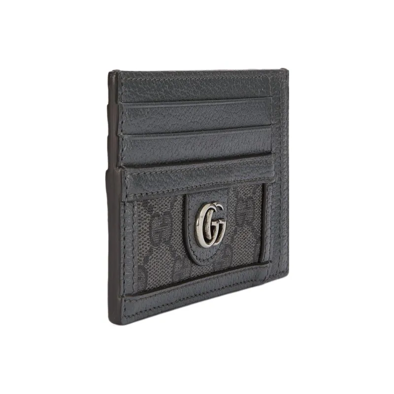 GUCCI Ophidia Canvas With Leather Trim Business Card Holder Card Case Men's Gray/Black-2