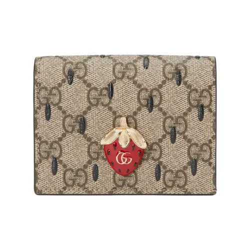 GUCCI GG Supreme Strawberry Bifold Wallet