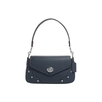COACH Refined Pebbled Leather Portable Crossbody Bag, Shoulder Bag Women's Denim Blue