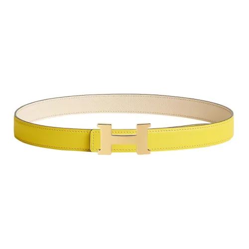 HERMES Leather Belts Women's Yellow/Beige