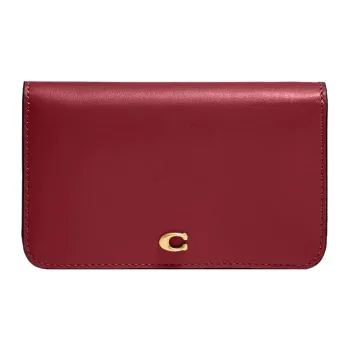 COACH Slim Wallet Premium Calfskin Wallets Card Holders Mini Women's Cherry Red