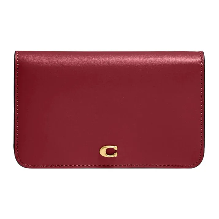 COACH Slim Wallet Premium Calfskin Wallets Card Holders Mini Women's Cherry Red-0