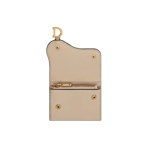DIOR Saddle Goatskin Clutches Wallets Women's Sand-3