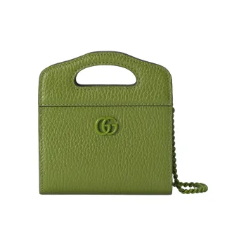 GUCCI GG Marmont Leather Card Holder Women's Green
