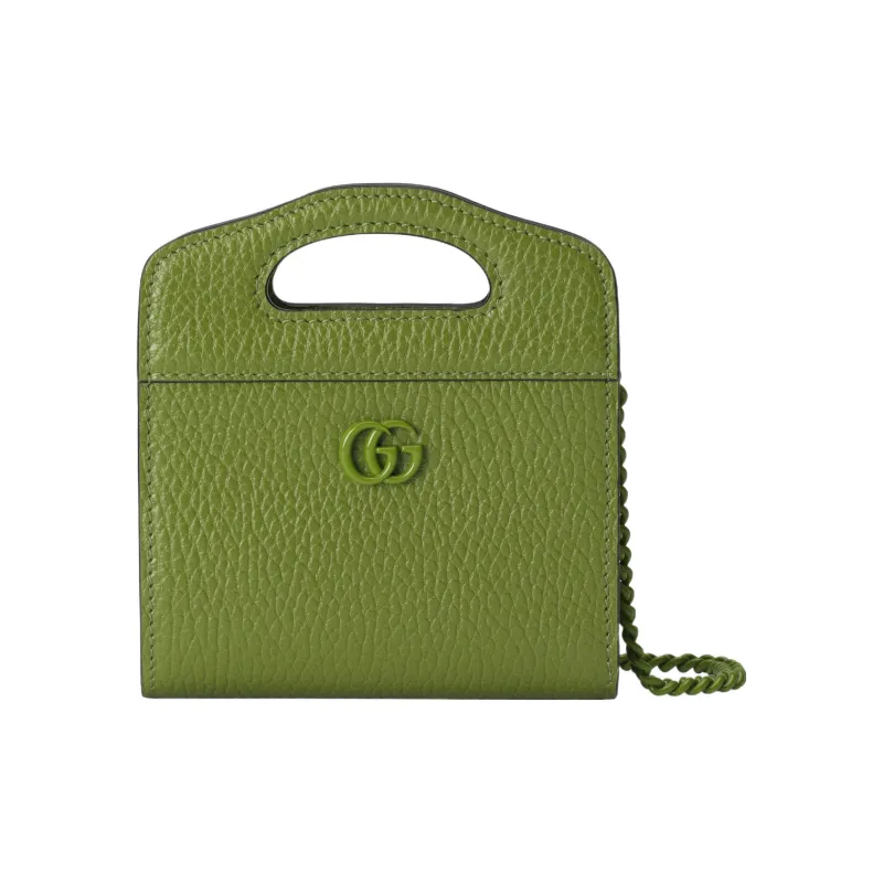 GUCCI GG Marmont Leather Card Holder Women's Green-0