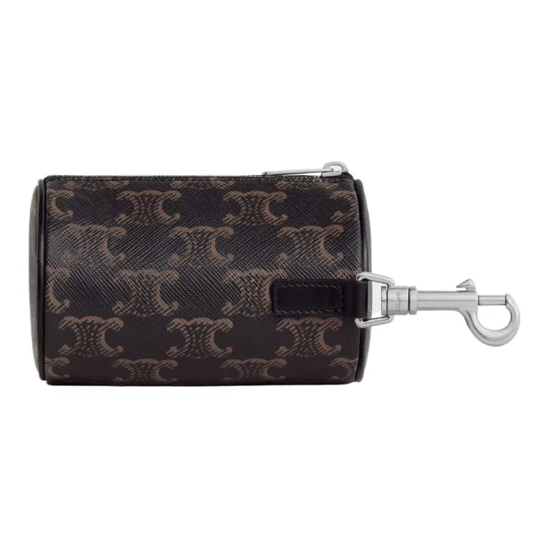 CELINE Canvas Cow Leather Patchwork Cylinder Wallet Mini Men's Black-1