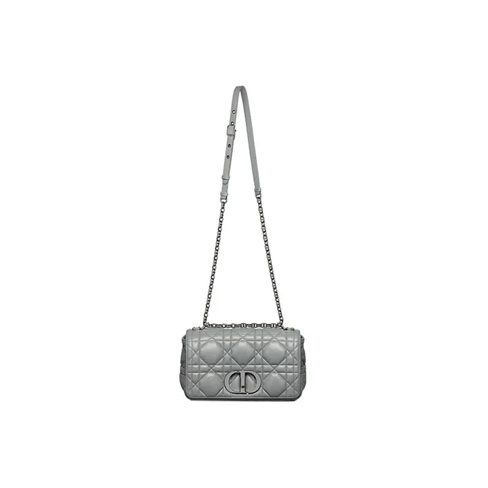 DIOR Caro Cow Leather Shoulder Bag, Crossbody Bag Medium Size Women's Smoke Gray-5