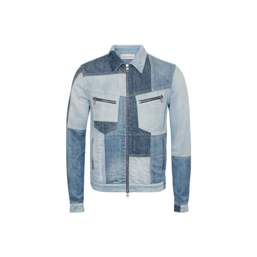 Alexander McQueen Denim Jackets Men Light Blue