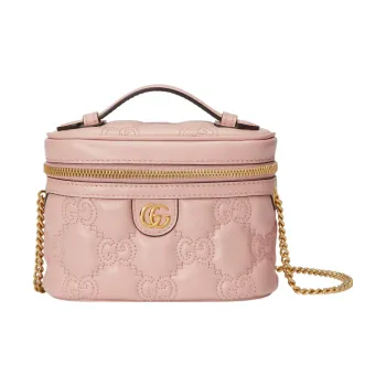 GUCCI GG Matelassé Leather Controller Bag With Makeup Box One Shoulder Handbags Mini Women's Pink