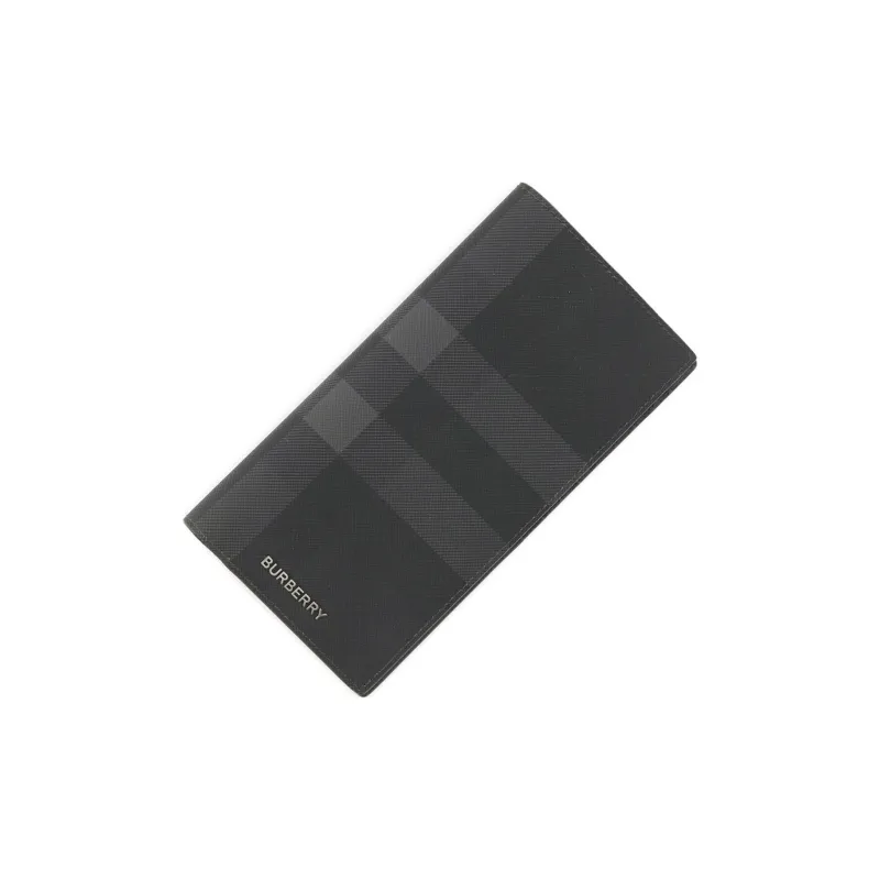 Burberry Cotton Canvas With Leather Card Clip Wallets Men's Charcoal Black-4