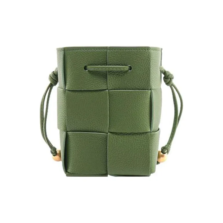 Bottega Veneta Leather Bucket Bag, Shoulder Bag, Crossbody Bag Women's Green-0