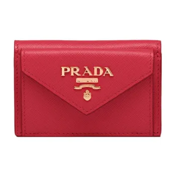 PRADA Saffiano Leather Wallet Small Size Women's Red