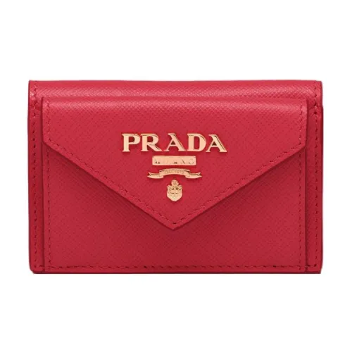 PRADA Saffiano Leather Wallet Small Size Women's Red
